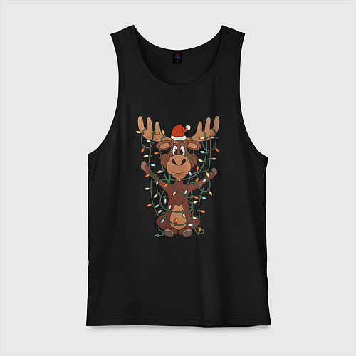 Мужская майка НОВОГОДНИЙ ОЛЕНЬ CHRISTMAS DEER / Черный – фото 1