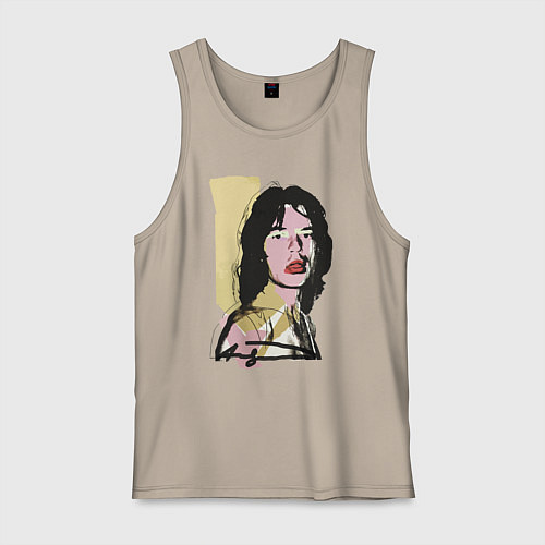 Мужская майка Andy Warhol - Mick Jagger pop art / Миндальный – фото 1