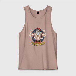 Майка мужская хлопок GYM SANTA FITNESS 2022, цвет: пыльно-розовый