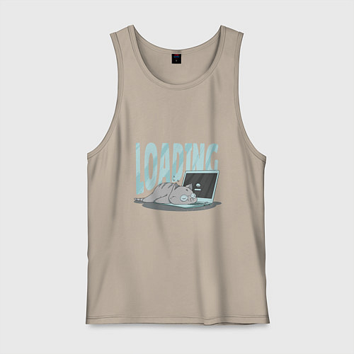 Мужская майка Загрузка Кот программист / Миндальный – фото 1