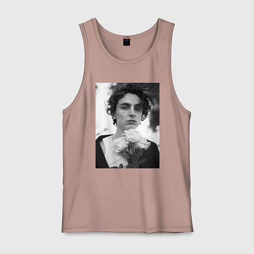 Мужская майка Timothee Chalamet с розами / Пыльно-розовый – фото 1