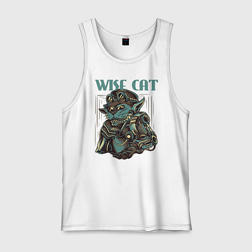 Мужская майка Мудрый кот стимпанк / Белый – фото 1