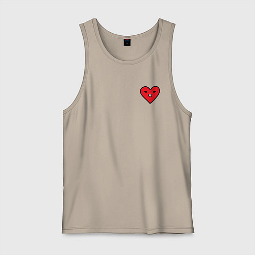 Мужская майка Сердечко смайлик / Миндальный – фото 1