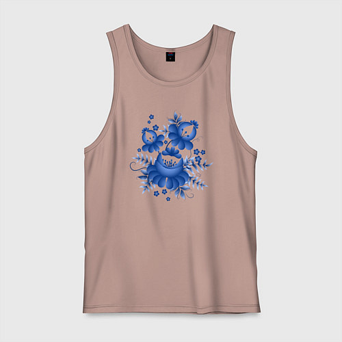 Мужская майка Голубой орнамент Гжель / Пыльно-розовый – фото 1