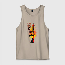 Майка мужская хлопок CS GO Винтовка M4A4 HOWL, цвет: миндальный