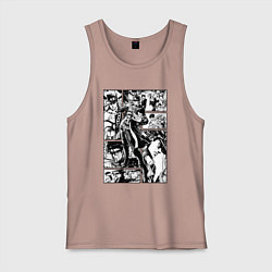 Майка мужская хлопок ДЖотаро Куджо на панели манги, цвет: пыльно-розовый