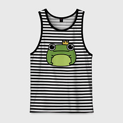 Майка мужская хлопок Frog Lucky король, цвет: черная тельняшка