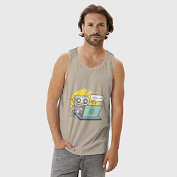 Майка мужская хлопок Я не робот Програмерский мем, цвет: миндальный — фото 2