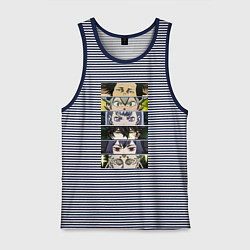 Майка мужская хлопок Чнерный Клевер Black Clover, персонажи, цвет: синяя тельняшка