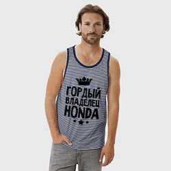 Майка мужская хлопок Гордый владелец Honda, цвет: синяя тельняшка — фото 2