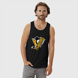 Майка мужская хлопок Pittsburgh Penguins Питтсбург Пингвинз, цвет: черный — фото 2