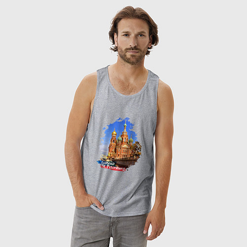 Мужская майка Путешествие Санкт-Петербург Россия / Меланж – фото 3