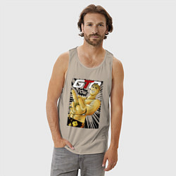 Майка мужская хлопок Onizuka fuck pow, цвет: миндальный — фото 2