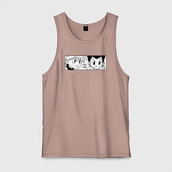 Майка мужская хлопок Киллуа Золдик и Гон, цвет: пыльно-розовый