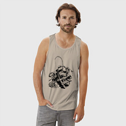 Майка мужская хлопок Ловля окуня, цвет: миндальный — фото 2