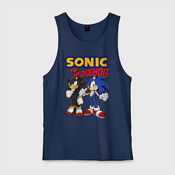 Майка мужская хлопок ЕЖ СОНИК SONIC THE HEDGEHOG, цвет: тёмно-синий
