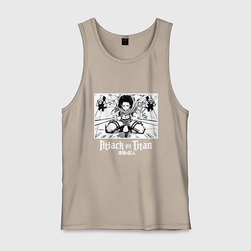 Мужская майка Атака на титанов Леви / Миндальный – фото 1