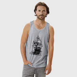 Майка мужская хлопок Pacific ocean Frigate, цвет: меланж — фото 2