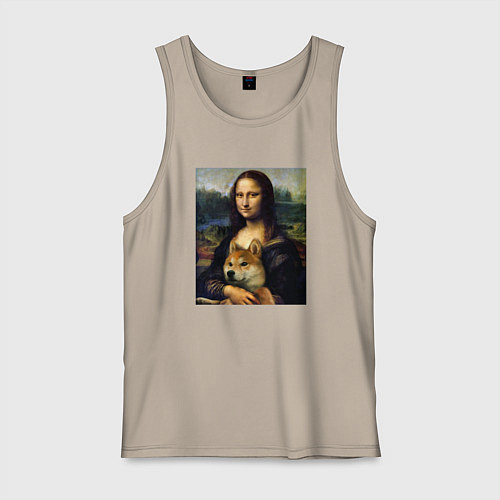 Мужская майка Shiba Inu Mona Lisa / Миндальный – фото 1