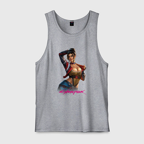 Мужская майка Sexy Panam Cyberpunk2077 18 / Меланж – фото 1