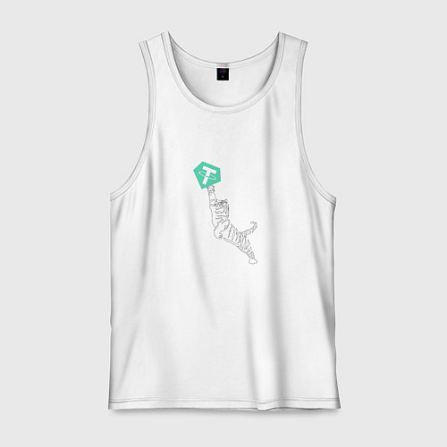 Мужская майка Криптовалюта Тетхер и тигр / Белый – фото 1