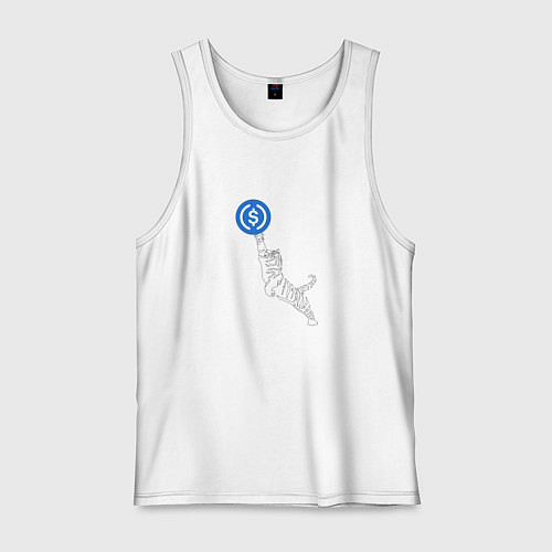 Мужская майка Криптовалюта УСД Коин с тигром / Белый – фото 1