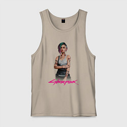 Майка мужская хлопок Джуди Киберпанк Judy 18, цвет: миндальный