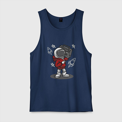 Мужская майка Космонавт с магнитофоном / Тёмно-синий – фото 1