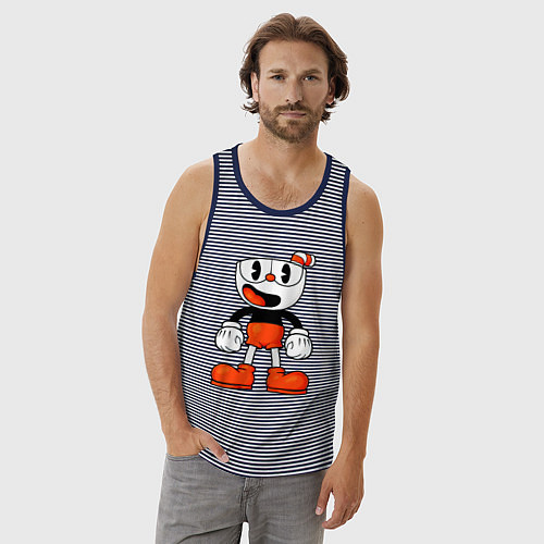 Мужская майка Cuphead красная чашечка / Синяя тельняшка – фото 3