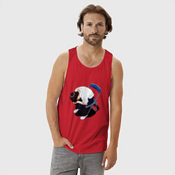 Майка мужская хлопок Синдзи Икари на стуле, цвет: красный — фото 2