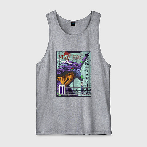 Мужская майка Евангелион eva 01 робот / Меланж – фото 1