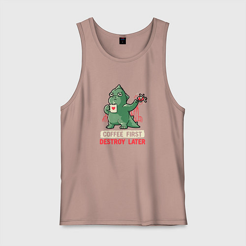 Мужская майка Coffee First Destroy Later / Пыльно-розовый – фото 1