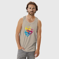 Майка мужская хлопок Лого Супермена, цвет: миндальный — фото 2