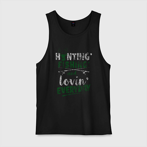 Мужская майка Охота, рыбалка и любовь каждый день / Черный – фото 1