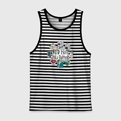 Майка мужская хлопок RHCP - Really High & Crazy People, цвет: черная тельняшка