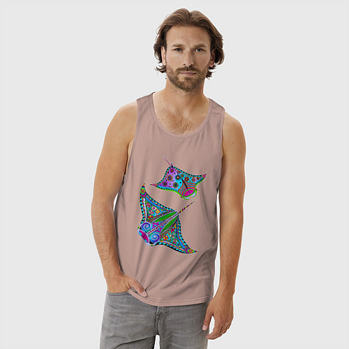 Мужская майка Скаты с психоделической раскраской / Пыльно-розовый – фото 3