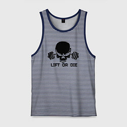 Майка мужская хлопок Lift or die, цвет: синяя тельняшка