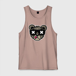 Майка мужская хлопок Мишка в очках, цвет: пыльно-розовый