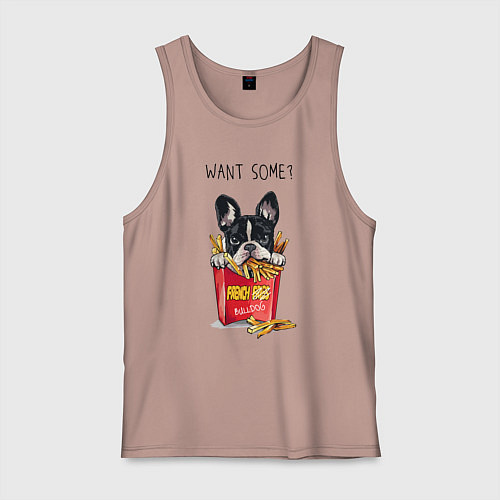 Мужская майка БУЛЬДОГ В КАРТОШКЕ ФРИ / Пыльно-розовый – фото 1