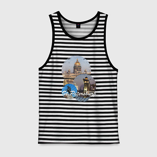 Мужская майка Санкт-Петербург Россия / Черная тельняшка – фото 1