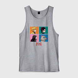 Майка мужская хлопок Клинок, рассекающий демонов Коллаж, цвет: меланж