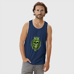 Майка мужская хлопок Green Skull, цвет: тёмно-синий — фото 2
