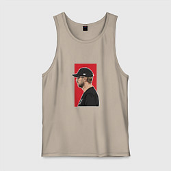 Майка мужская хлопок Юрген Клопп - Ливерпуль, цвет: миндальный