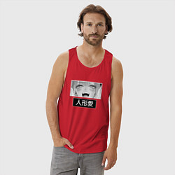 Майка мужская хлопок Фарфоровая кукла взгляд Marin Kitagawa, цвет: красный — фото 2