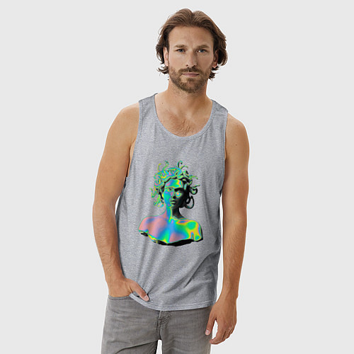 Мужская майка Gorgon Medusa Vaporwave Neon / Меланж – фото 3