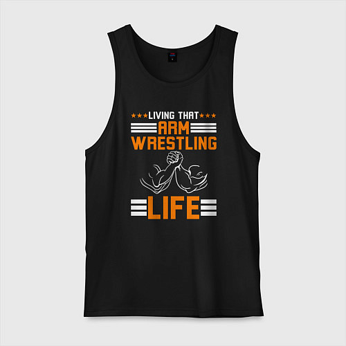 Мужская майка Жить жизнью армрестлинга / Черный – фото 1