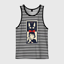 Майка мужская хлопок Kiki Service, цвет: черная тельняшка