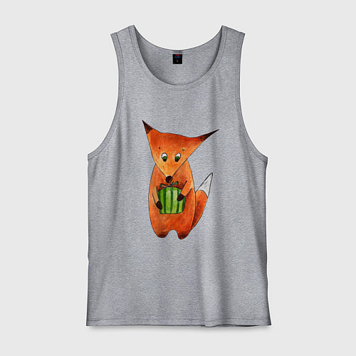 Мужская майка Лисенок с подарком / Меланж – фото 1