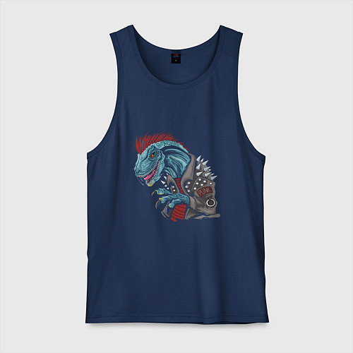 Мужская майка ДИНОЗАВР PUNK / Тёмно-синий – фото 1