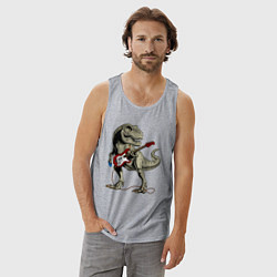 Майка мужская хлопок Динозавр рокер, цвет: меланж — фото 2